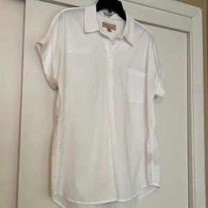 Philosophy Short Sleeve White Button Down Size Large